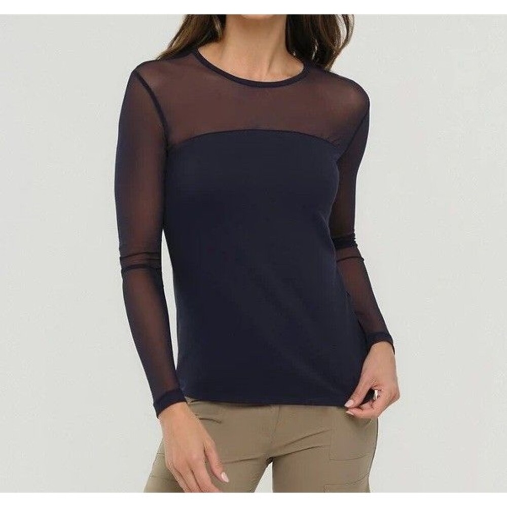 Anatomie Budah Mesh Viscose Top Women’s S Black Long Sleeve Travel Quiet Luxury